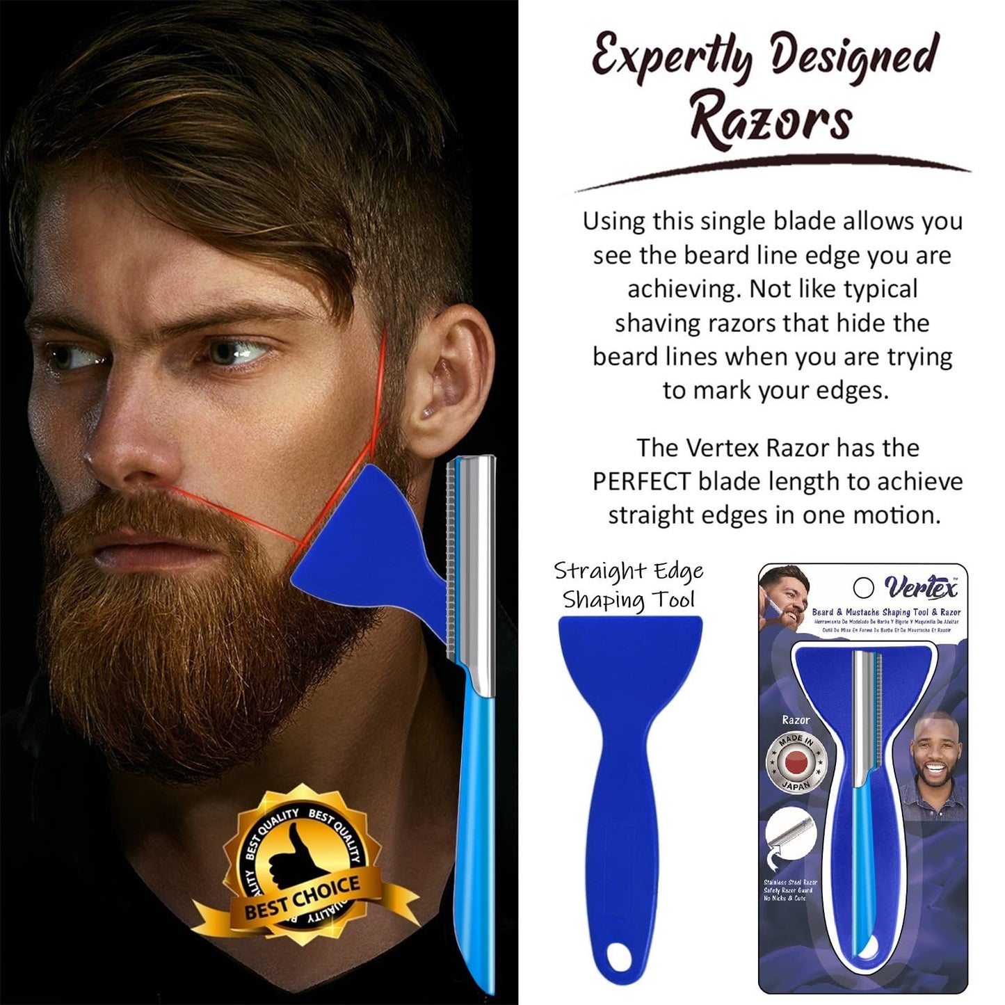 Mens Travel Shaver Razor With Case Mens Beard Shaping Tool Mustache Beards Trimmer Straight Edgers Shave Home Goatee Shaper | Straight Mustaches Edger Angles Disposable Razors Stainless Steel Blade Straightener
