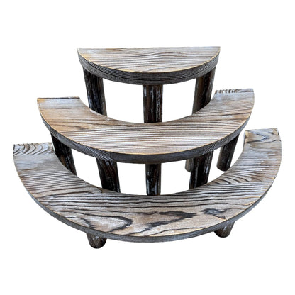 Samrira Cologne Organizer for Men Display Risers - 3 Tier Wooden Perfume Stand Shelf Cupcake Holder Half Moon Tiered Dessert Stand 17" x 7.8" x 7"