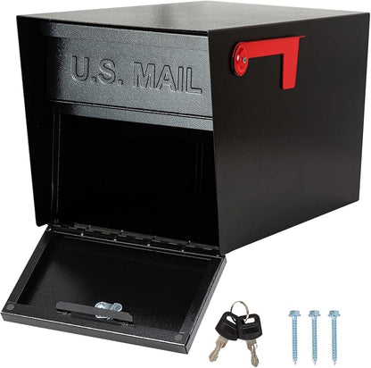 Large Locking Mailbox for Outside, RAINHOL All-Metal Modern Security Mailbox with 2 Keys, 21" x 11.2" x 10.5", Black