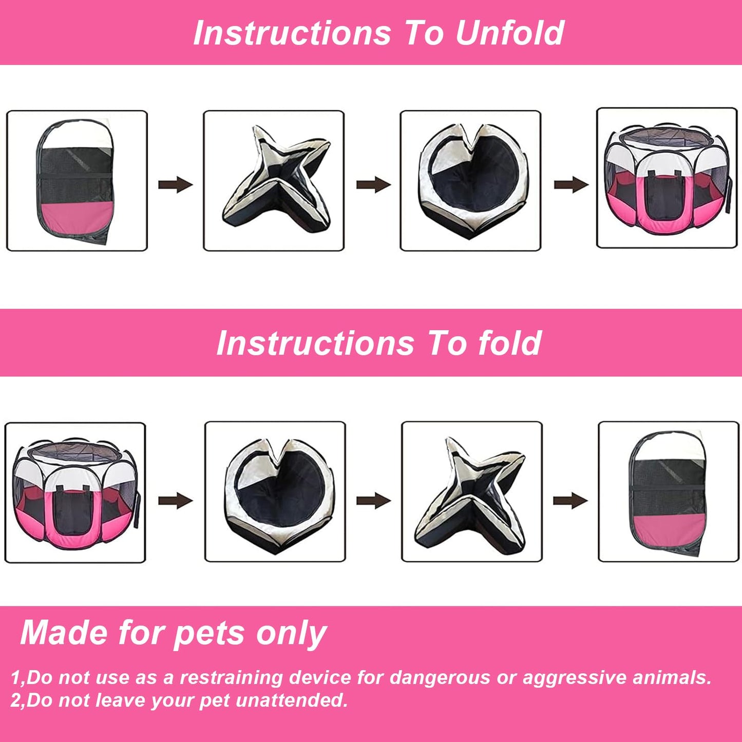 Portable Pet Playpen, 8-Panel Indoor/Outdoor Puppy Pen with Shade Cover & Travel Bag - Waterproof Dog Cat Tent Includes Collapsible Bowl