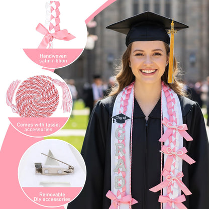 Hamdwerk Graduation Leis Class of 2026, Ribbon Leis Making kits for Graduation 2026, with Graduate Honor Cord and Tassel, DIY Braided Necklace Decorations for Graduate Gifts Party Supplies Accessories