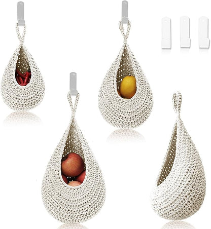 Hanging Fruit Basket Set of 3, Boho Wall Hanging Storage Basket