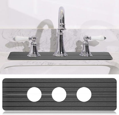 3 Hole Gray Faucet Mat for Kitchen Sink Bathroom 15.94" x 4.92" Kitchen Faucet