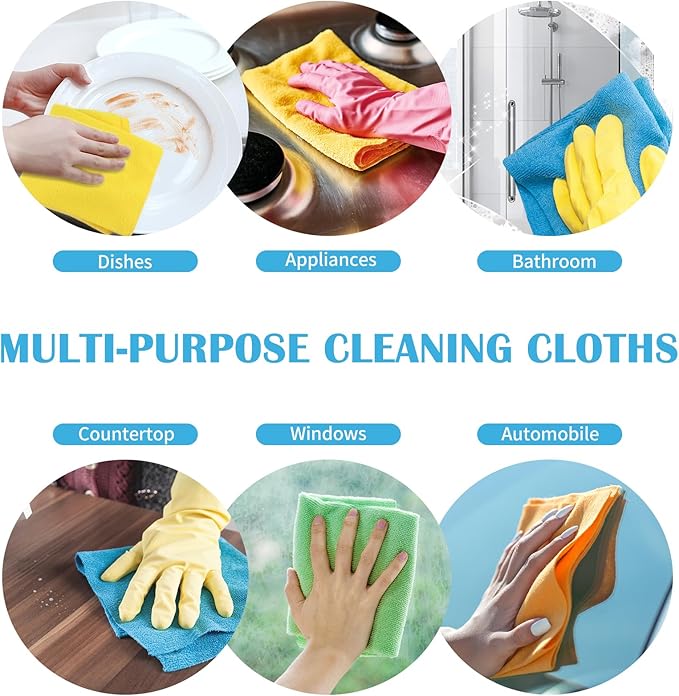 Microfiber Cleaning Cloth, 50 Pack Cleaning Rags