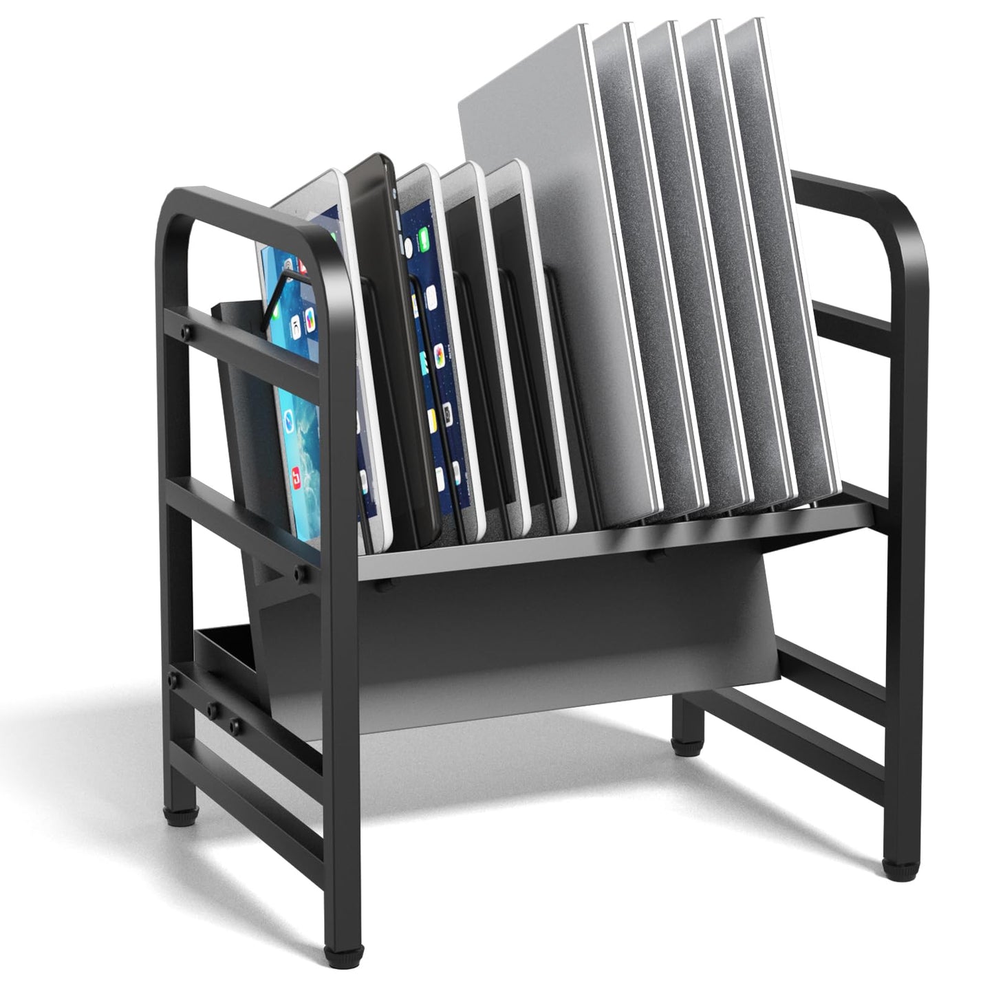 Moricher Chromebooks Charging Station 12-Slot Open Charging and Storage Rack with Leveling Feet for iPads, Tablets and Laptop Computers – Ideal for Classrooms, Offices, and Libraries