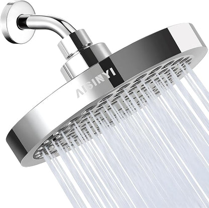 High Pressure Rainfall Shower Head, 6 Inches Luxury Modern Showerhead with Perfect Adjustable Replacement, Removable Restrictor, Easy Installation for Your Bathroom Shower Heads(Chrome Plated)