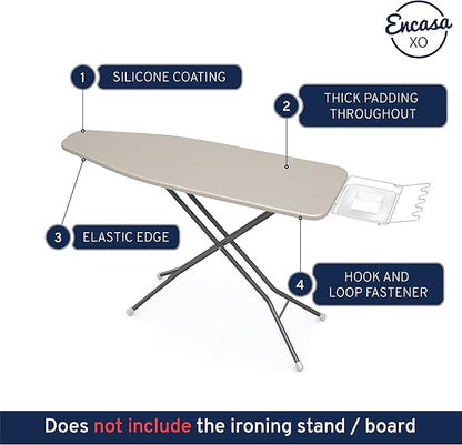 Encasa XO Ironing Board Cover and Pad 49"x18" - 4mm Felt Wide Iron Board Cover