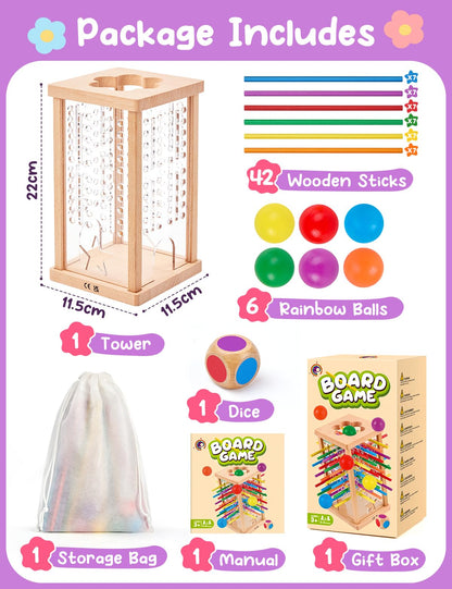 Montessori Wooden Board Game for Kids 4-6，Math Educational, Fine Motor Skills Toy for 3+ Year Olds Girls Boys, Classic Table Game for Family Night Gift for Boys and Girls