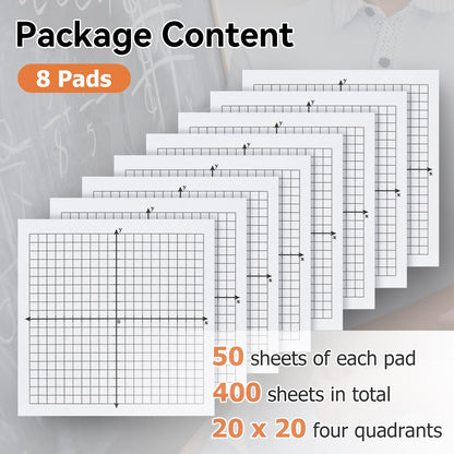 Graph Sticky Notes, 8 Pads, 3x3 Inch, Graph Paper Sticky Notes, Grid Sticky Notes, Coordinate Plane Sticky Notes for Office School Math Supplies