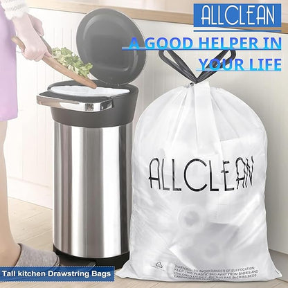 Allclean 13 To 15 Gallon Trash Bags, Tall Kitchen Garbage Bags Drawstring