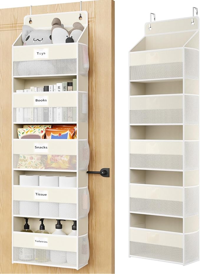 Over The Door Organizer Hanging, 5 Shelf Behind The Doors Storage, Pantry Door