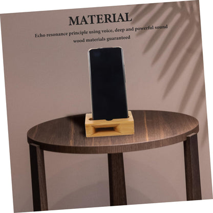 Angoily Wooden Phone Holder Stand with Echo Resonance Sound Amplifier Compact Desktop Cell Phone Loudspeaker Amplifier 3.93X2.36X1.18In