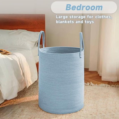 Large Woven Laundry Basket Hamper, 100L Cotton Rope Storage Bin