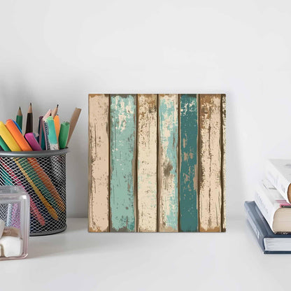 Wood Box Sign Desk Decor Farm Brown Wood Board Retro Square Boxes Sign, Farm Shabby Wood Grain Wooden Block Box Sign Decoration for Home Wall Tabletop Shelf Office Decor,6x6IN