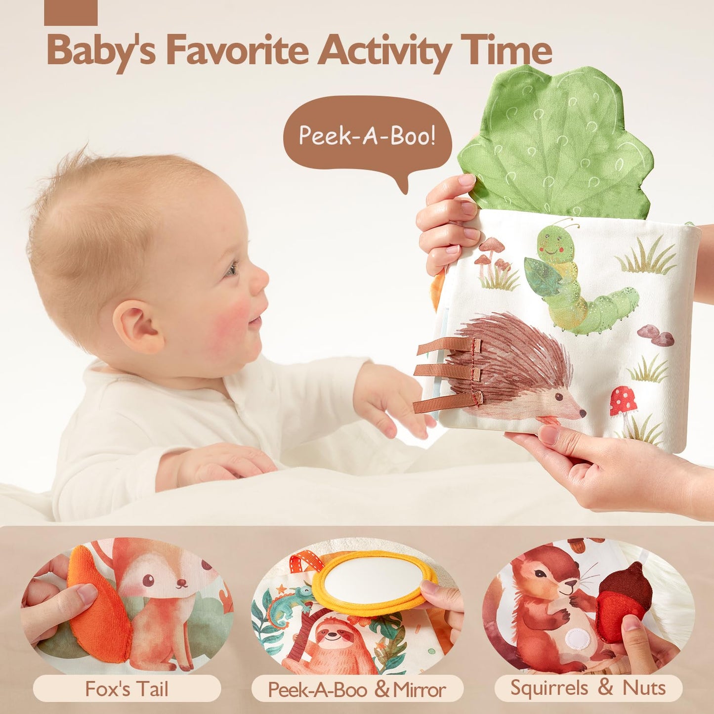 hahaland Baby Books 0-6 Months, Tummy Time Sensory Baby Toys 6 to 12 Months Touch Feel Book Textured Crinkle Books Baby Shower Birthday Gifts for Boys Girl 0 3 6 9 12 Months Baby Travel Toys