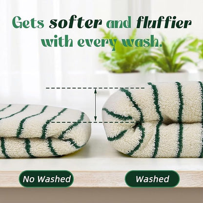 Jacquotha Green Striped Hand Towels