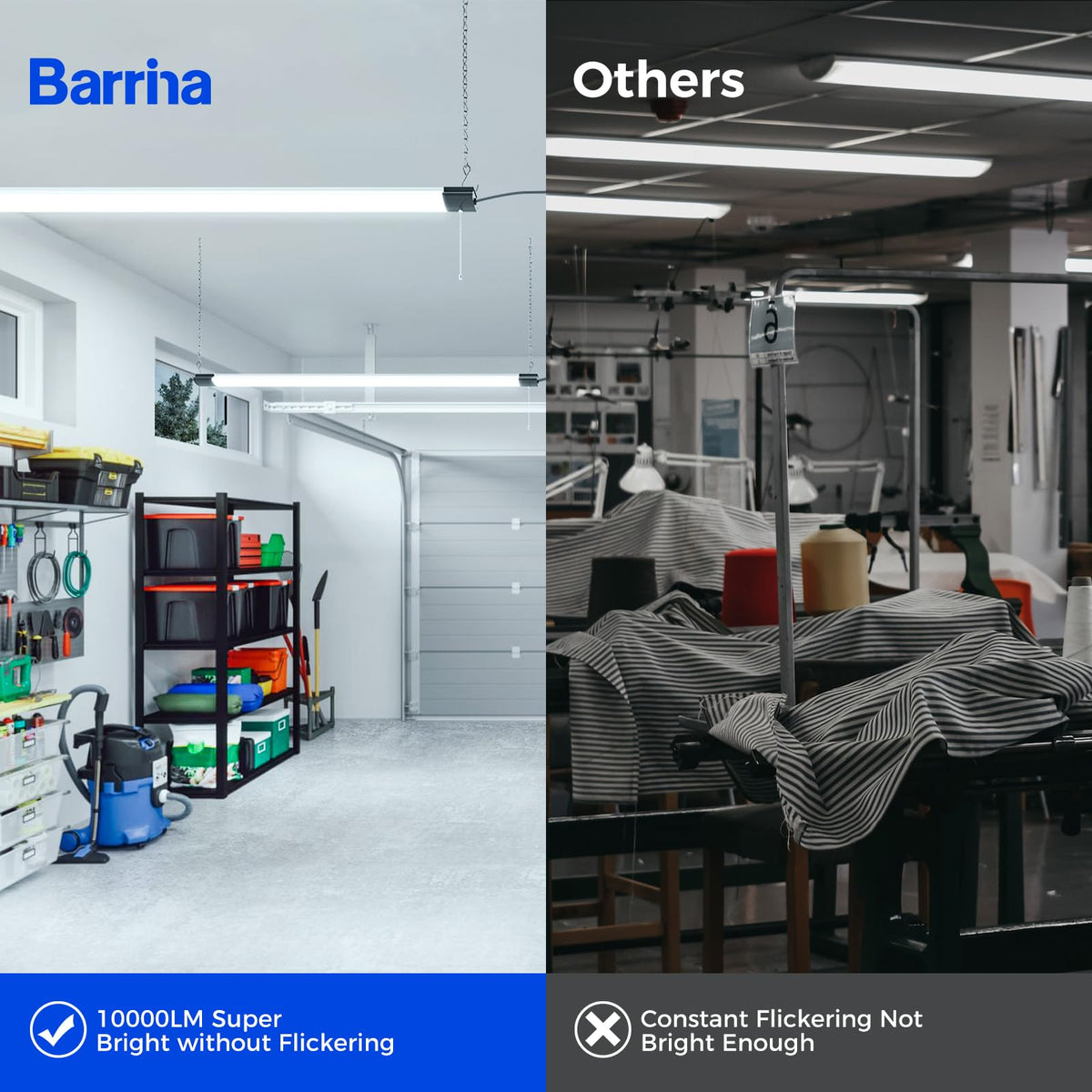 Barrina LED Shop Lights 4FT 84W 10000LM 6500K Aluminum Linkable Fixture 4 Packs Model BASP-4FT-84FLM-65K