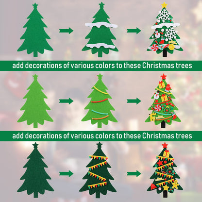 Tatuo DIY Felt Christmas Tree and Ornaments Felt Kids Party Favors Stickers for Kids Home Door Wall Hanging Christmas Tree Craft Decorations (24)