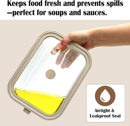 2 Pack 50 oz Large Glass Food Storage Containers with Lids,6.2 Cups Airtight Meal Prep Containers, Non-Toxic Glass Containers for Vegetables, Fruits, Microwave, Dishwasher