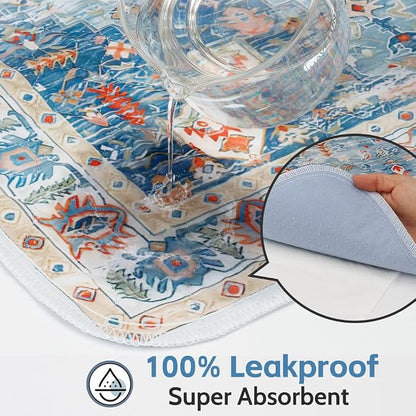 Washable Pee Pads for Dogs, 2 Pack Reusable Puppy Training Pads 36"x36" Super Absorbent Waterproof Dog Training Pads, Non-Slip Potty Pads, Whelping Pads Litter Mat Blue/Mix