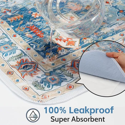 Washable Pee Pads for Dogs, 2 Pack Reusable Puppy Training Pads 48"x48" Super Absorbent Waterproof Dog Training Pads, Non-Slip Potty Pads, Whelping Pads Litter Mat Blue/Mix