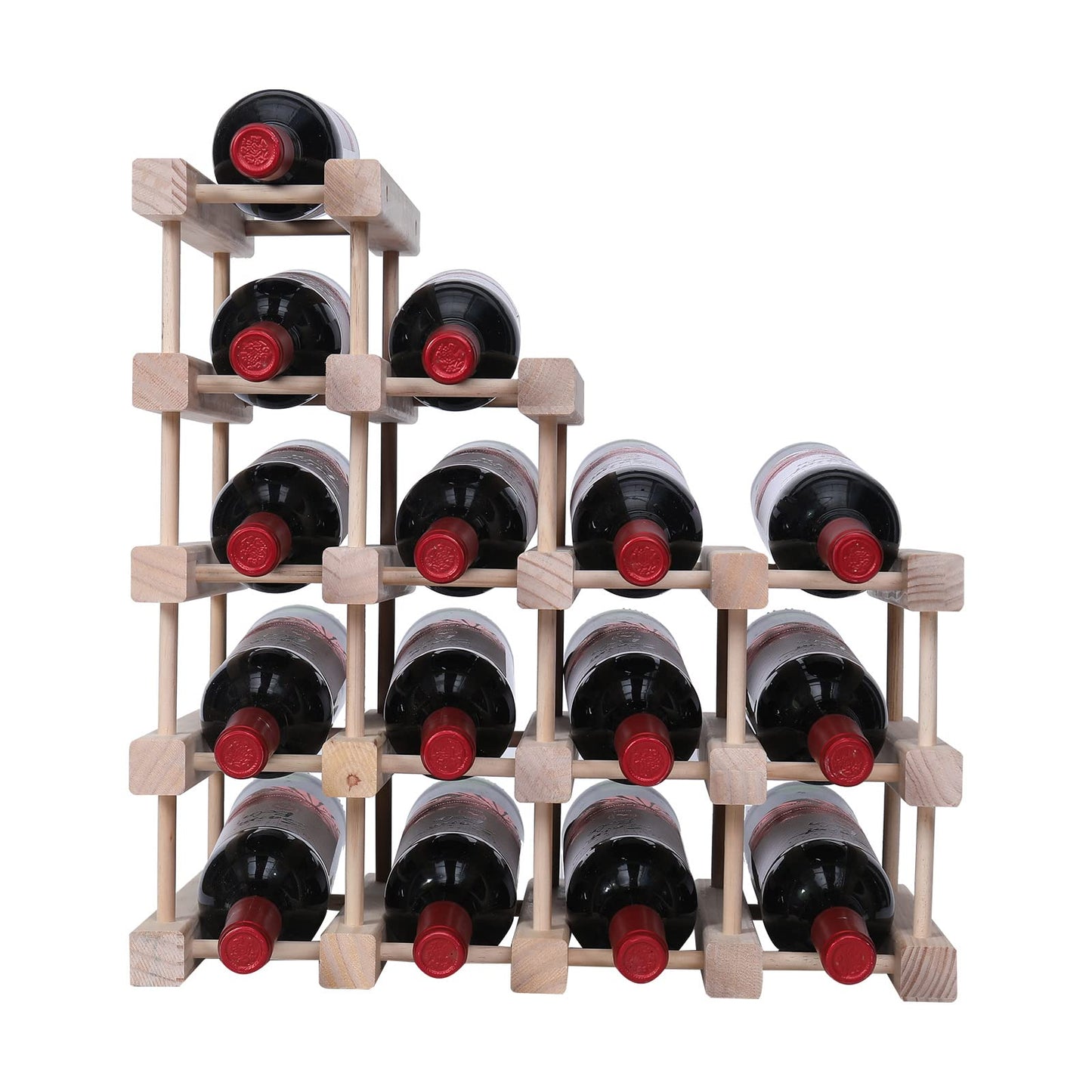 FDHUIJIA Wine Rack Small countertop Cabinet Stackable Storage Wooden freestanding Floor Wine Holder (15 Bottles)