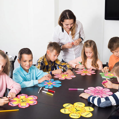 Motipuns 36 Pcs Affirmation Floral Craft 11 Inch Pre Cut Affirmation Floral Back to School Craft Kit for Positive Message Flower for Classroom Home Social Emotional Learning Activities