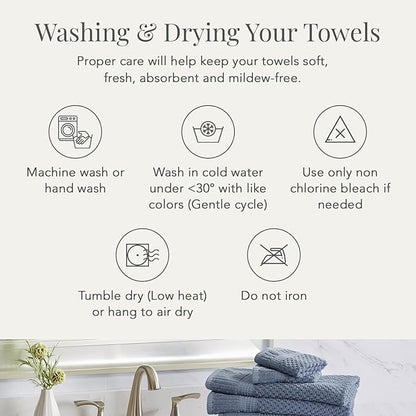 NY Loft 100% Cotton Hand Towels| 6 Pack Hand Towel Set | Absorbent & Quick-Dry