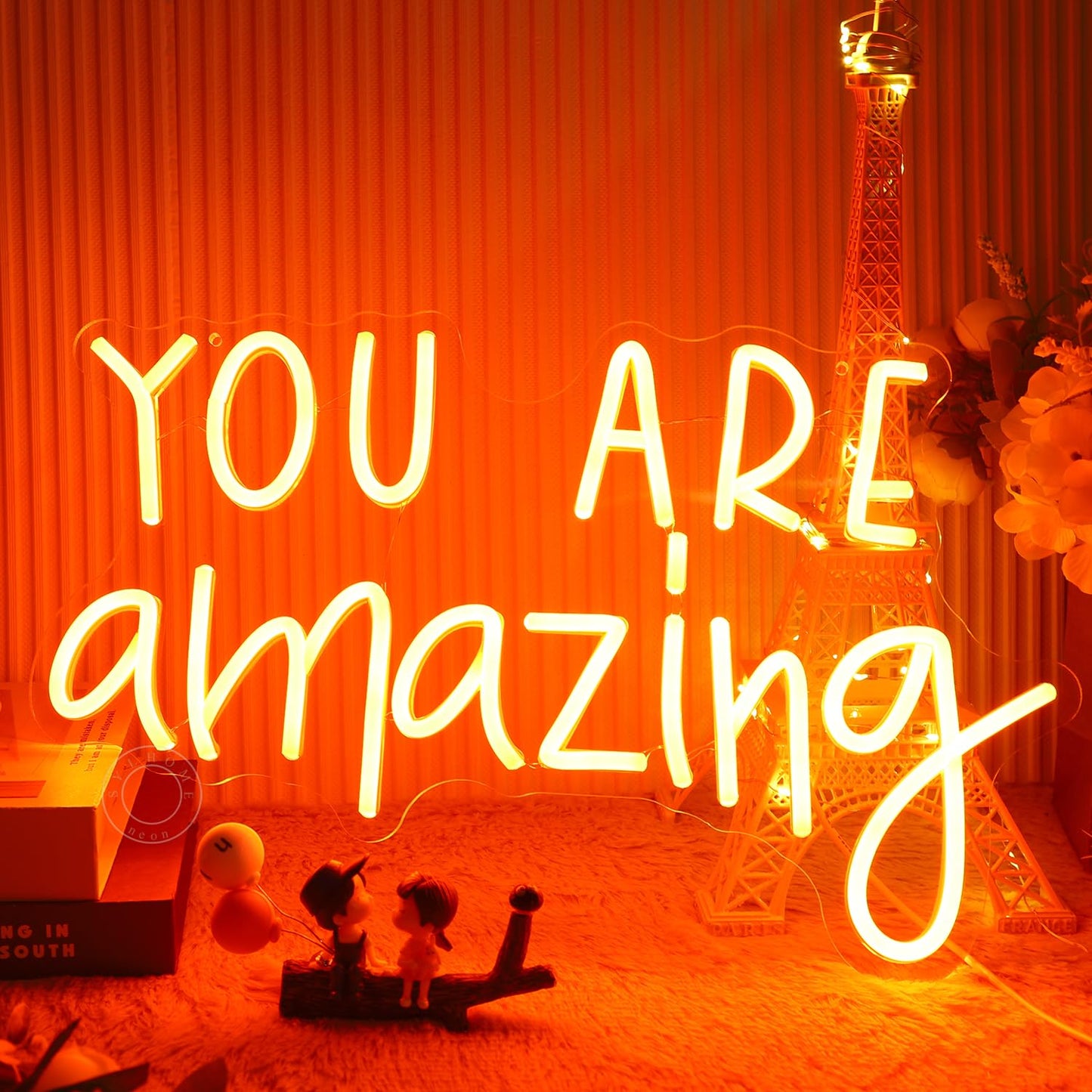 SYLHOME You Are Amazing LED Neon Light Sign 5V Girls Boys Bedroom Living Room Classroom Wall Decor Sign Hanging Smart Kid Birthday USB 16.9" X 10.6" Warm White