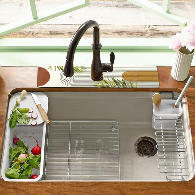 Sink Faucet Absorbing Mat, 2 Pack Drying Mat Around Faucet Sink Splash Guard