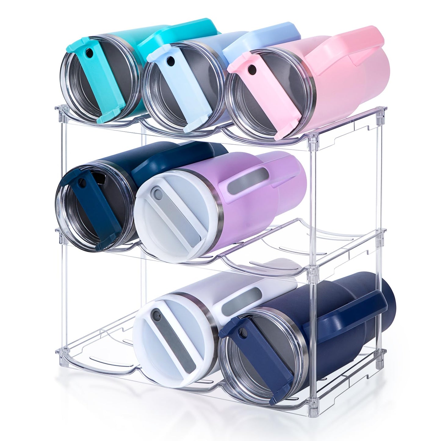 Stackable Water Bottle Organizer for Stanley 40 oz Tumbler, Water Bottle Holder for Cabinet, Pantry Kitchen Organizers and Storage for Stanley Cup Accessories, Tumbler Organizer and Wine Rack, 3Pack