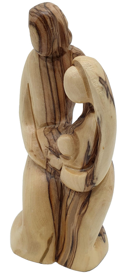Zuluf Solid Olive Wood Holy Family Figurine 5.5" – Hand-Carved Nativity Statue for Christmas Decor – Catholic Art Piece for Home, Church Table, or Office Display – HOF010