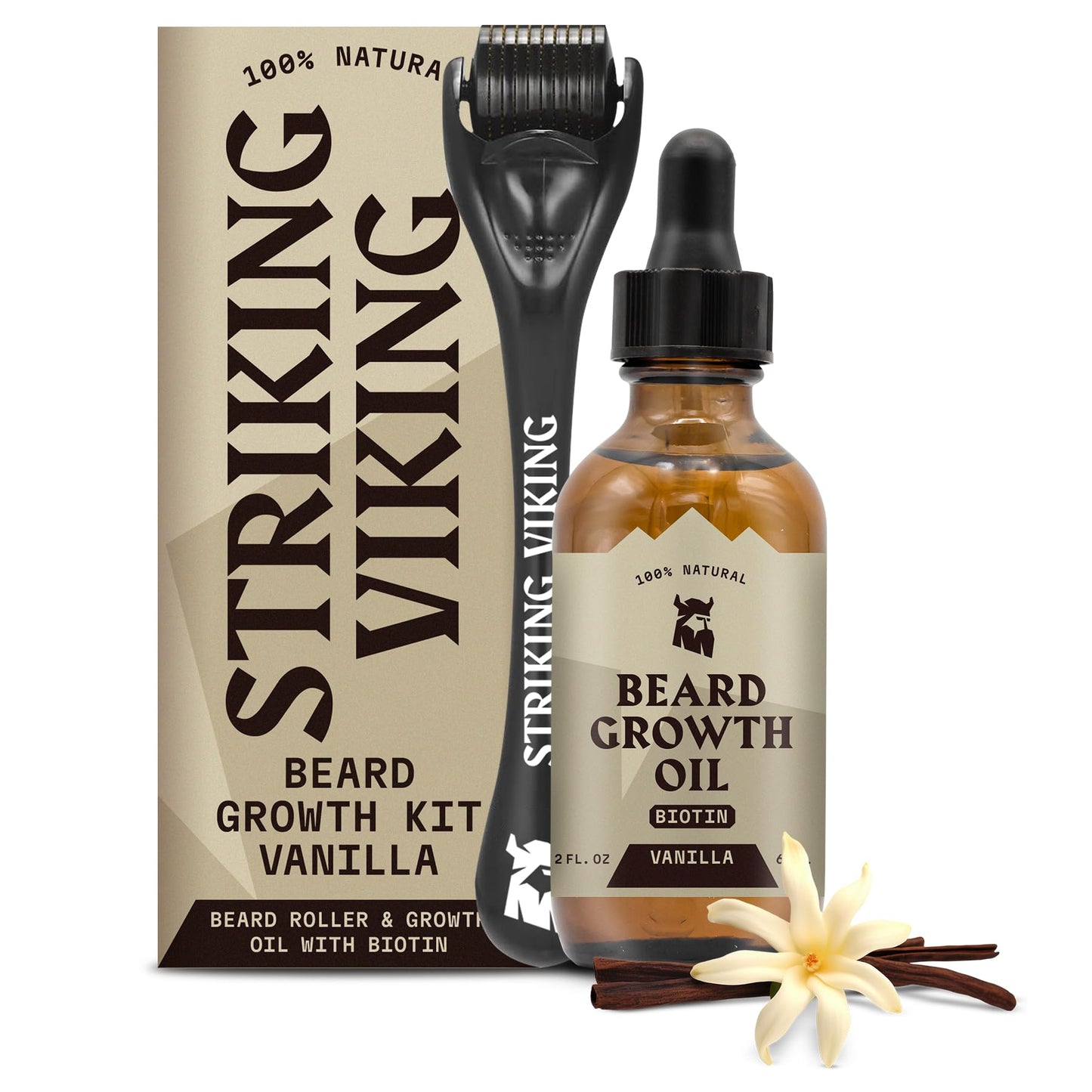 Striking Viking Beard Oil with Biotin for Men - 2 Fl Oz, 1 Pack, Sandalwood - Thickening & Conditioning Beard Growth Oil & Serum with Argan & Jojoba for Hydrated Facial Hair