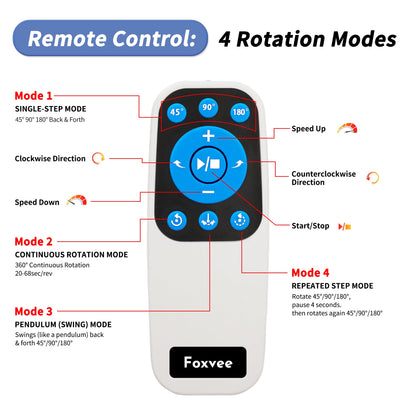Foxvee Remote-Controlled Motorized Turntable,Motorized Rotating Display Stand,Speed-Adjustable Rotating Platform,Multi-Mode 360° Photography Turntable for 3D Scan,Photography,Showcase(7.87inch/Black)