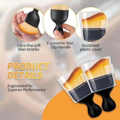 4PCS Car Interior Dust Brush, Soft Microfiber Bristles, Car Detailing Brush