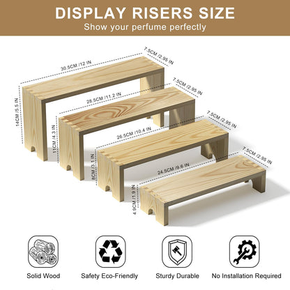 2 Set Wooden Tiered Risers Display Stands for Vendor Events,Stackable Wood Cupcake Display Stand,Farmhouse Decor Wood Dessert Table Display Set,Vendor Booth Display Items,Food Display Risers for Party