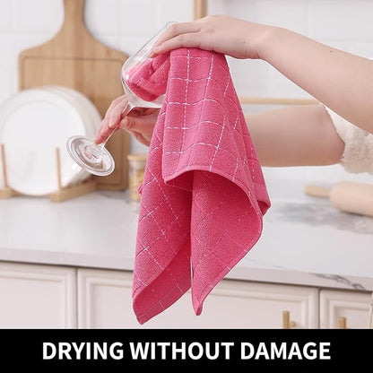 Homaxy 100% Cotton Terry Kitchen Towels, Checkered Designed, Soft and Super