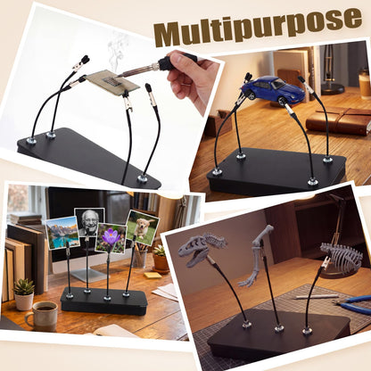 Gerrii 6 Sets Metal Model Painting Stand Base Holder with 60 Pcs 4.9'' Magnetic Bendable Alligator Clip Sticks Portable Miniature Holder for PCB Soldering Model Painting Spraying Parts Airbrush Color
