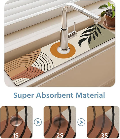 Patterned Sink Faucet Mat Kitchen Splash Guard Super Absorbent Drying Mat