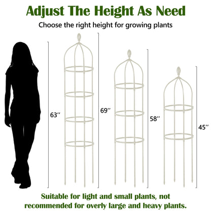 Garden Obelisk Trellis for Climbing Plants Outdoor 6 Ft Rose Bush Round Trellis for Pots Rustproof Metal Pipe with Plastic Coated Plant Flower Trellises for Clematis Vine Jasmine Support