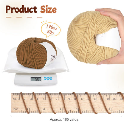 Katech 20 Skeins Cotton Yarn for Crocheting-55% Cotton 45% Acrylic-#3 DK (Light)-Super Soft Milk Cotton Yarn-Great Crochet and Knitting Starter Kit for Colorful Craft（Color D）