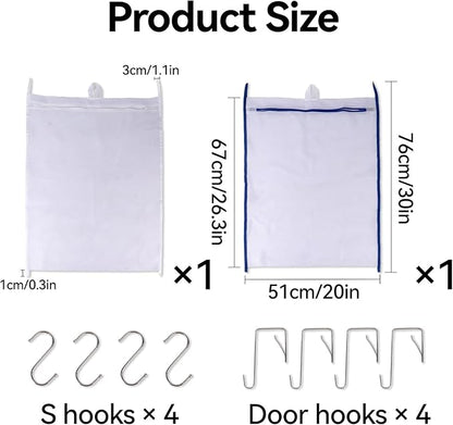 Klmnop 2 Pack Over the Door Laundry Hamper, Large Mesh Laundry Hamper Bag