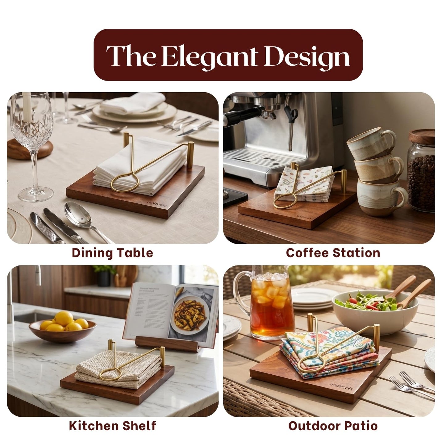Nestroots Tissue paper holder wooden napkin holder | napkin holder for dining table Tissue stand 8 x 8 inches