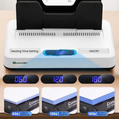 Mxmoonant Thermal Binding Machine Kit, No Preheat Time, Digital Display, 3 Levels Binding Time, Electric Binder 500 Sheets, Come with 20 pcs Binding Covers & 40 pcs Stickers 110V