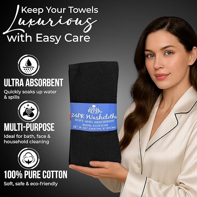DAN RIVER 24 Pack Wash Cloths for Showering