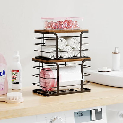 2 Pack Storage Stackable Kitchen Laundry Pantry Organizers, Wall Mount Trash