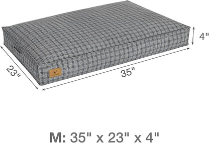 Dog Bed with Easy-Grip Handle - Shredded Memory Foam Pet Bed, Removable & Machine Washable Cover, Non-Slip Bottom, Choose from Cooling Linen or Warm Flannel Style for Dogs & Cats(Medium)