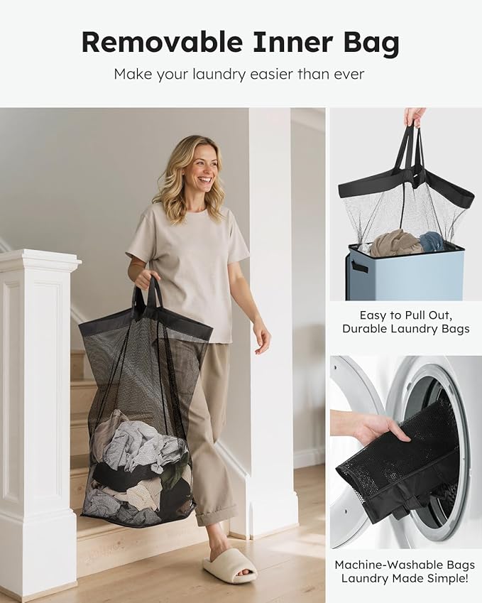 SOLEDI Laundry Hamper with Lid 100L Large & Tall Collapsible Laundry Basket