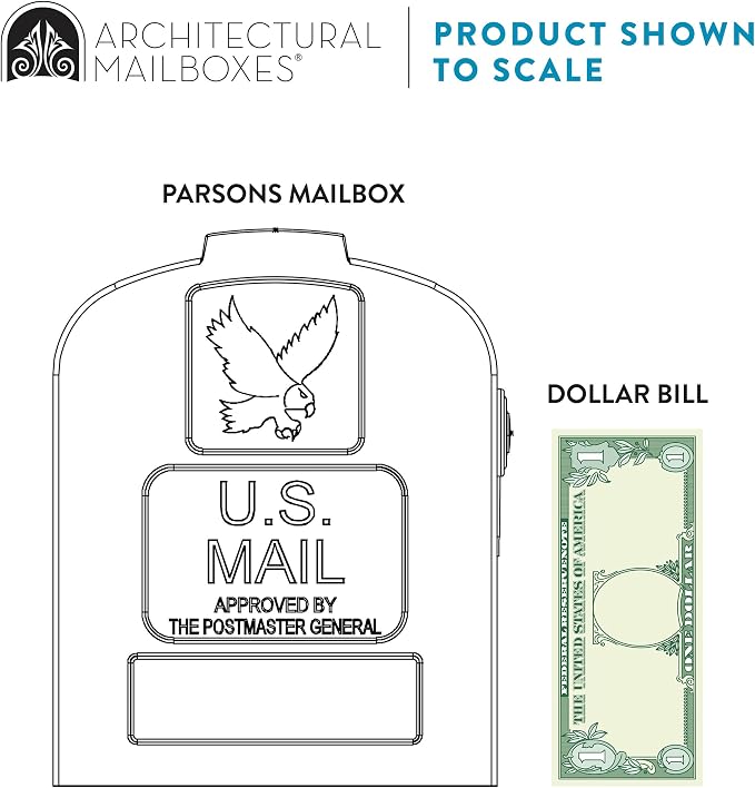Architectural Mailboxes Parsons Plastic Post Mount Mailbox, Compatibility Code A, PL10W0AM, White, Medium Capacity, 1 Count (Pack of 1) | Durable plastic build with weather-resistant outdoor construction. USPS approved.