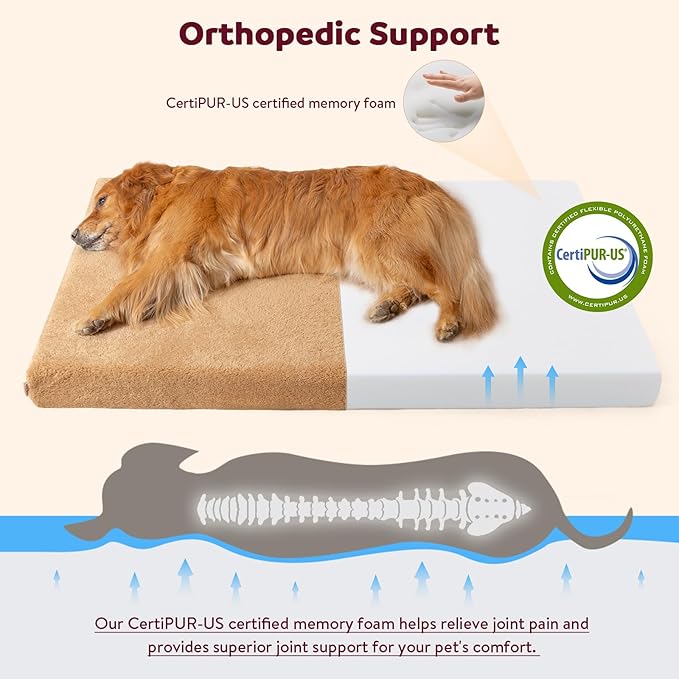 Cooling Orthopedic Dog Bed for Extra Large Dogs - Memory Foam for Joint Pain & Arthritis, XL Pet Bed w/Washable Removable Cover & Waterproof Liner, XXL Dog Sofa w/Raised Bolster & Non-Slip Base